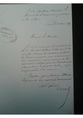 Lettre de remerciements du Général Creuly à Gustave Rouland