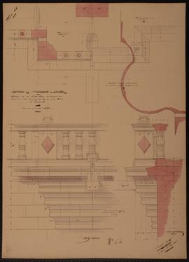 Château de Saint-Germain-en-Laye. Plan de la petite gare au devant des cheminées sur la façade ou...