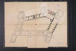 Plan du Château-Vieux de Saint-Germain-en-Laye avec retombes pour les nouveaux pavillons