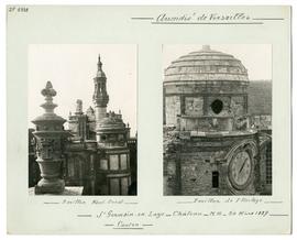 Photographies des couronnements des tours nord-ouest et de l'horloge dans la cour du château de S...
