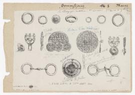 Planche de l'album archéologique de M. Morel représentant des objets trouvés dans le cimetière ga...