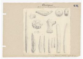 Dessins réalisés pour le dictionnaire concernant les objets découverts à Aurignac