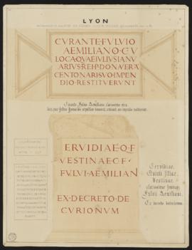 Planche « Monuments relatifs au consul Lucius Fulvius Aemilianus, feuille A » - Lyon