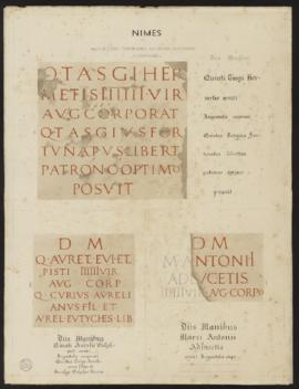 Planche « Inscriptions tumulaires de sévirs augustaux incorporés. » - Nîmes