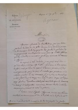 Lettre de Léon Dessalles à Monsieur Saulcy relative à des monnaies gauloises trouvées dans la com...