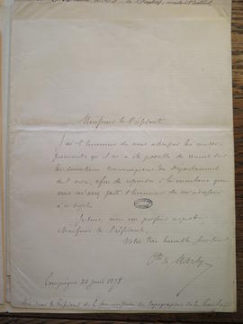 Lettre du Comte Arthur de Marsy à Félicien de Saulcy sur les cimetières mérovingiens de l'Oise