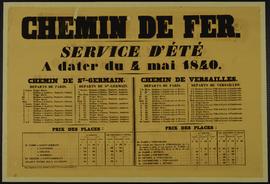 Affiche annonçant les horaires des trains de Paris à Saint-Germain-en-Laye