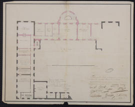 Plan du rez-de-chaussée d'un projet d'hôtel de la ville et du district de Saint-Germain-en-Laye i...