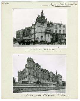 Photographie de la façade ouest du château de Saint-Germain-en-Laye avant achèvement de la restau...