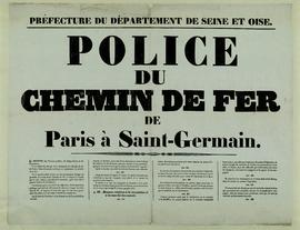 Affiche du règlement de police du chemin de fer de Paris à Saint-Germain-en-Laye