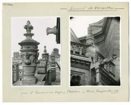 Photographies d'un vase couronnant la balustrade du sommet de la cour du château de Saint-Germain...
