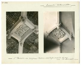 Photographies des clefs de deux voûtes d'ogives au rez-de-chaussée du château de Saint-Germain-en...