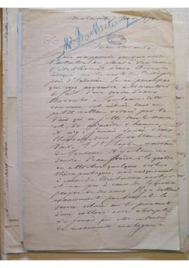 Lettre de Charles Cournault à Anatole Barthélémy sur des sources thermales en Meurthe
