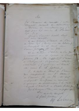 Lettre de Le Verrier à Napoléon III