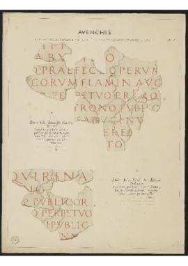 Planche "Fragments de deux tables en marbre en l'honneur de Sabucinus, patron de la colonie&...