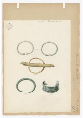 Dessin aquarellé de bracelets conservés au musée de Dornach