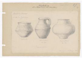 Dessin de vases en poterie provenant des fouilles d'Herrlisheim