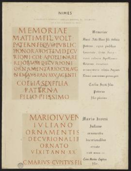 Planche « Adolescents honorés à Nîmes des insignes du décurionat, l’un d’eux décurion de Riez » -...