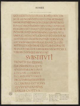 Planche « Fragment d’un testament gravé sur un mausolée » - Nîmes