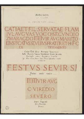 Planche thématique "Monuments divers de sévirs augustaux" - Avignon (provenant de Vaison)