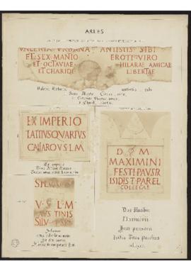 Planche thématique  - inscriptions funéraires et ex-votos - Arles