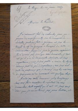 Lettre de Léon Dessales à Monsieur Saulcy relative à des médailles gauloises trouvées à Grésignac