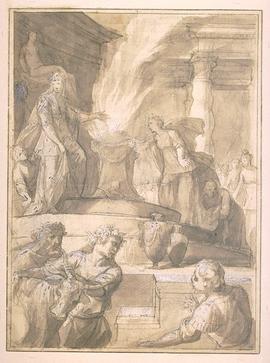 Toussaint Dubreuil, Hyante et Climène offrent un sacrifice à Vénus
