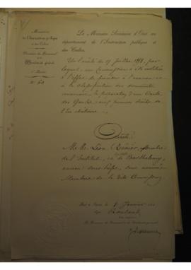 Arrêté de nomination de Anatole de Barthélémy et de Léon Renier