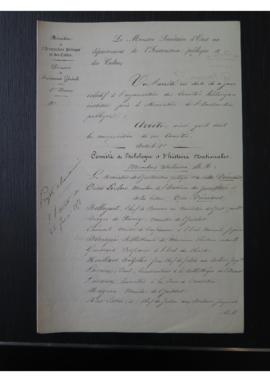 Projet d'arrêté du 22 février 1858